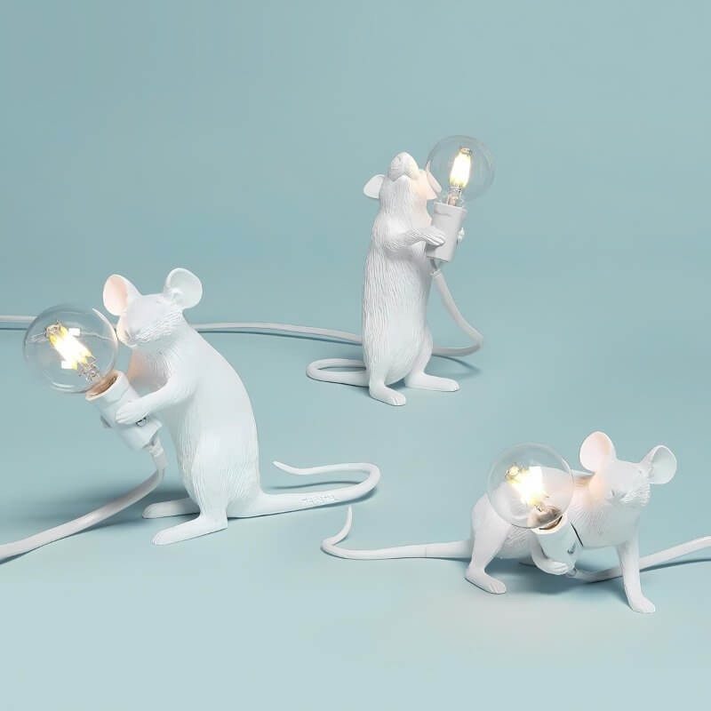 Mus Harpiks Bordlampe med LED-pære