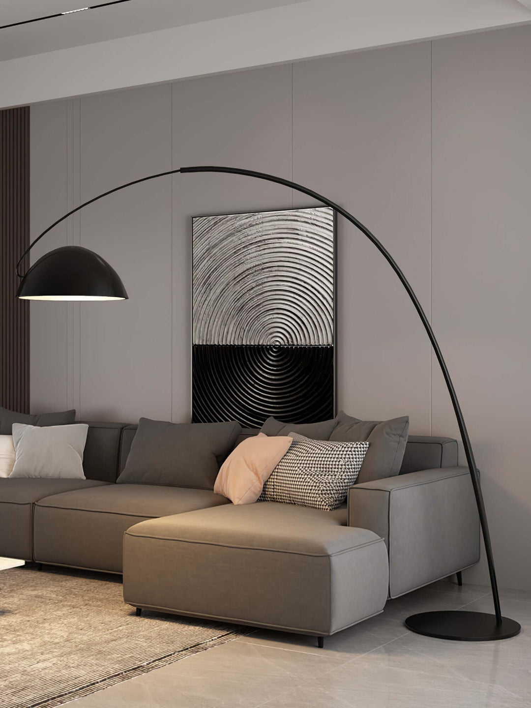 Justerbar bue gulvlampe i metal
