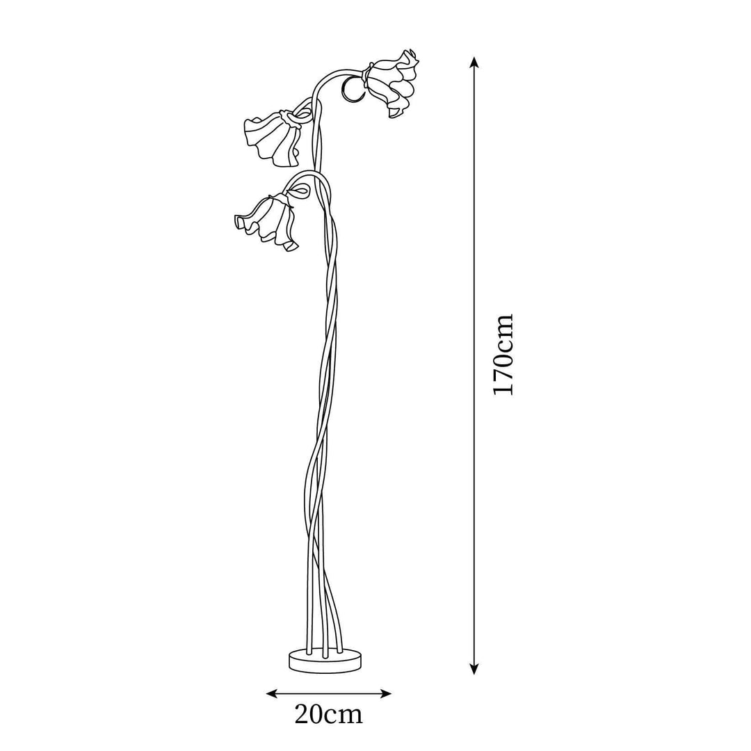 Elegant Blomster Gulvlampe i Mat Grøn