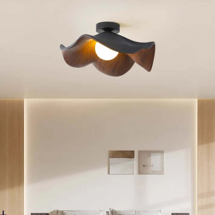 Lotus Loftslampe i Harpiks og Træ