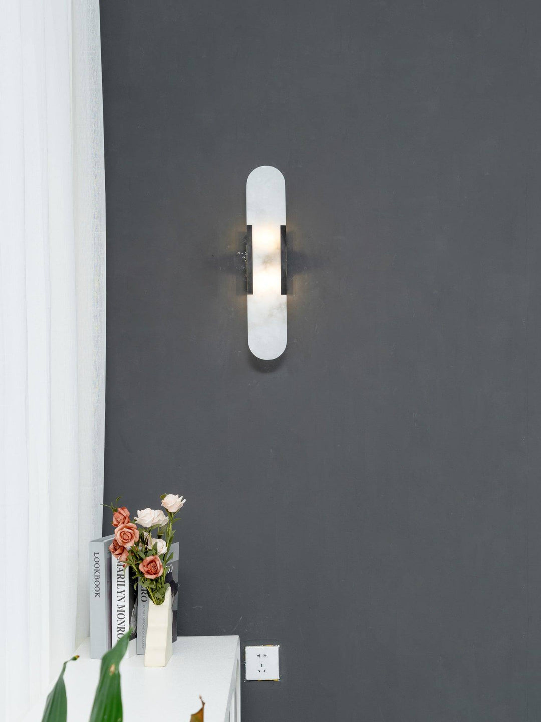 Alabast Væglampe, Aflang Design
