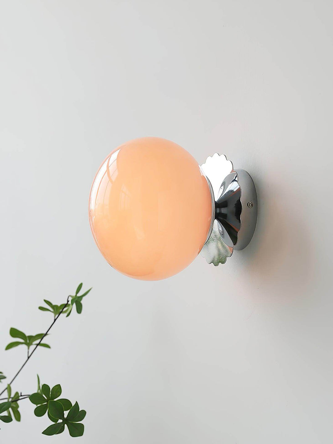 Moderne Metal Væglampe med Lyserød Glasskærm