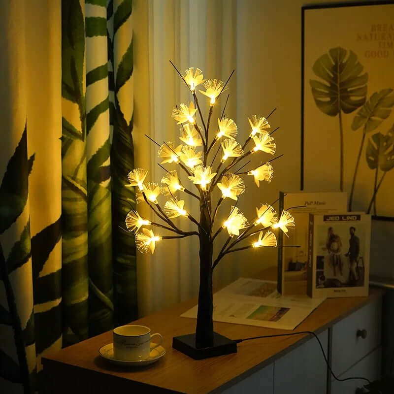 Fiberoptisk Dekorativ Birketræslampe med LED