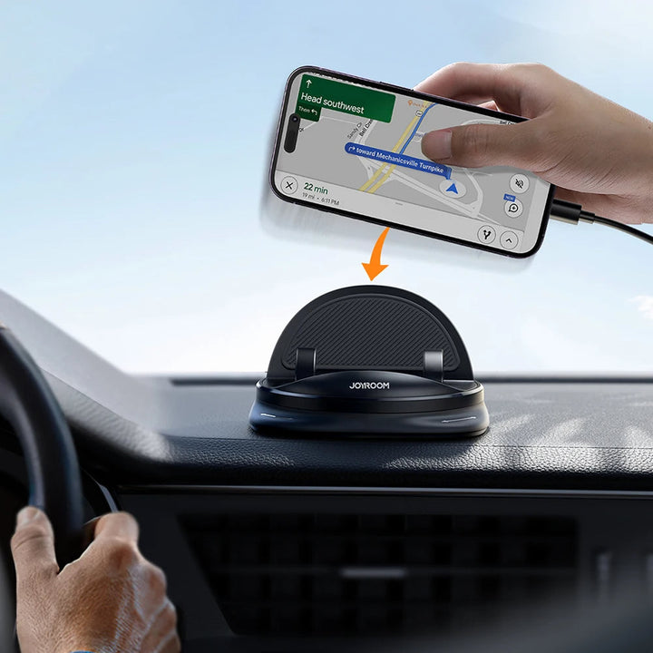 360° roterbar universal bilholder til sikker kørsel med smartphone. Perfekt til navigation i bilen.
