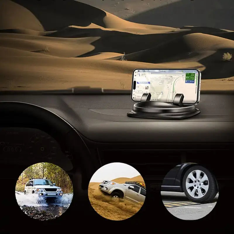 Fleksibel bil tilbehør: telefonholder der roterer 360°. Ideel for nem adgang til din smartphone i bilen.