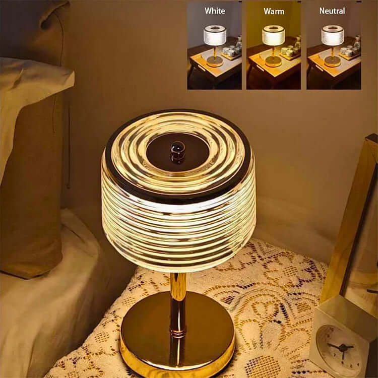 Elegant LED Ring Bordlampe i Guld - 16x30cm