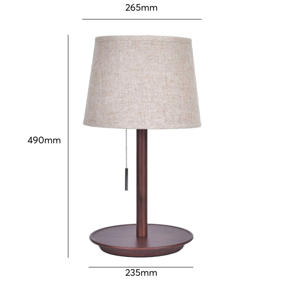Nordisk Valnøddelampe med Stofskærm - 49cm