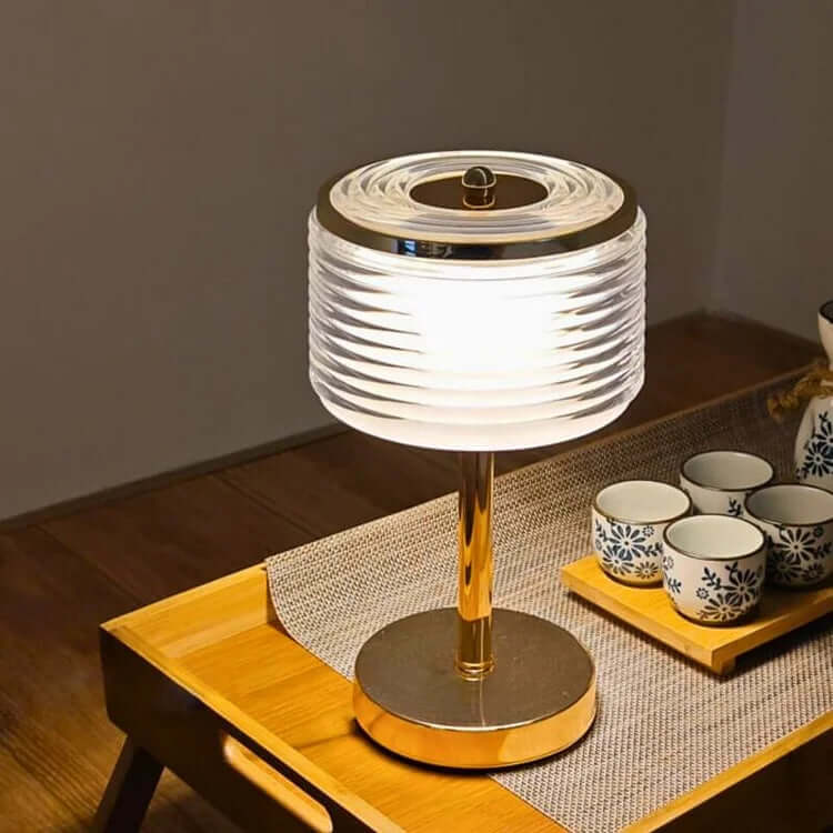 Elegant LED Ring Bordlampe i Guld - 16x30cm