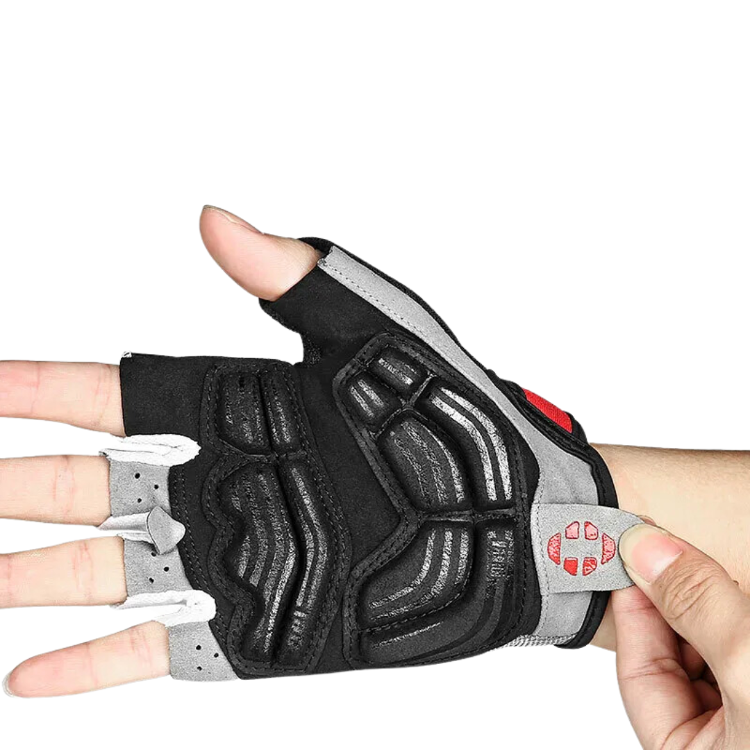 3D gel cykelhandsker med ergonomisk greb og åndbart mesh-stof, optimeret til stødabsorbering og komfort.