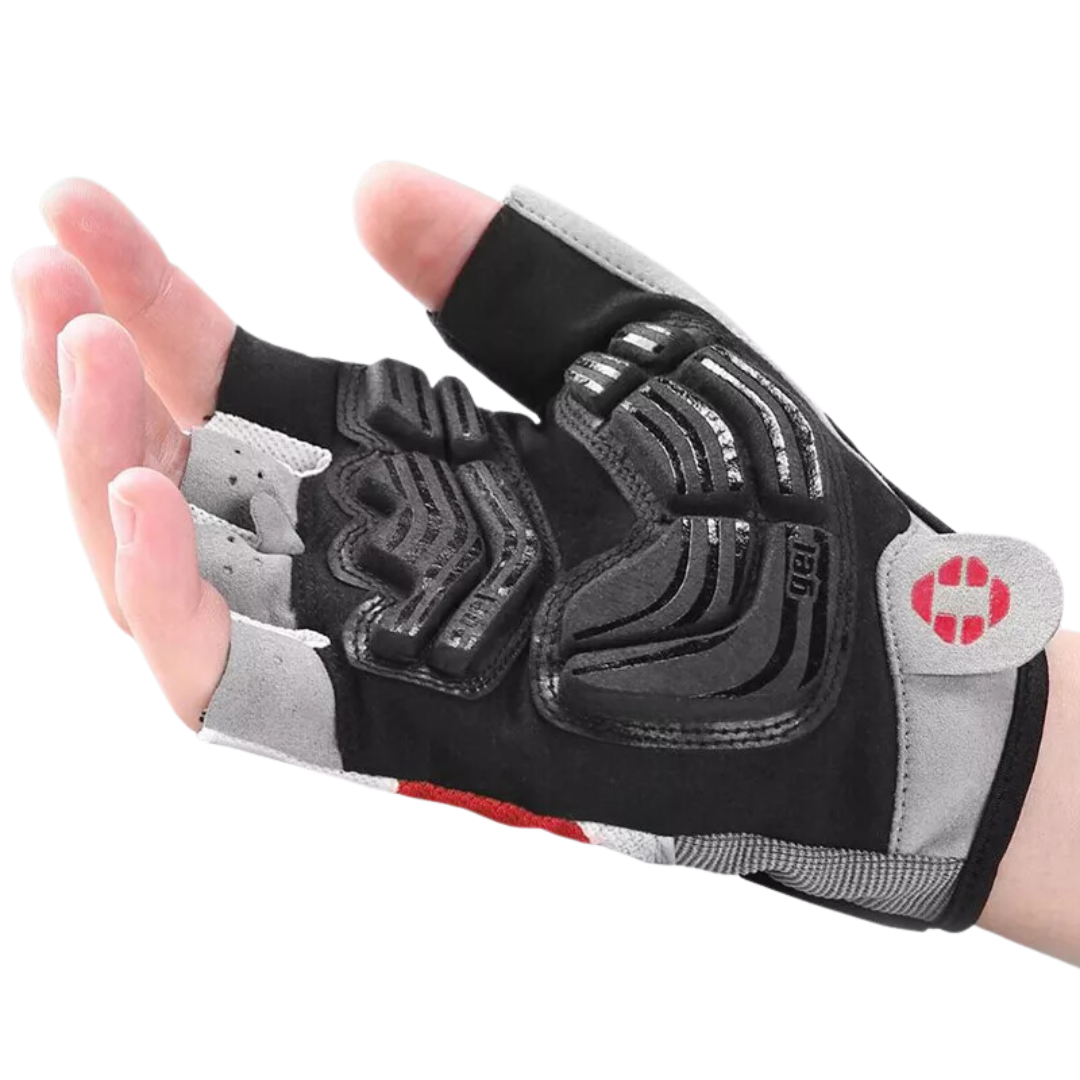 3D gel cykelhandsker med ergonomisk greb og åndbart mesh-stof, optimeret til stødabsorbering og komfort.