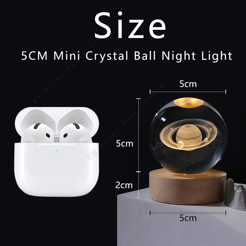 Unika gaveidé: 3D krystalkugle natlampe med galakse/planeter. USB LED bordlampe, ideel til værelsesdekoration.