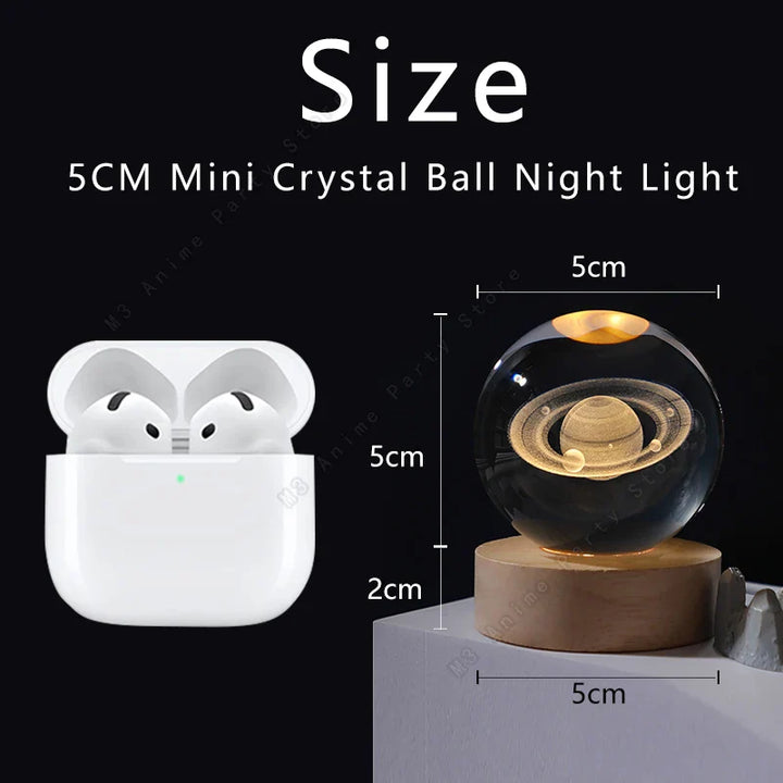 Unika gaveidé: 3D krystalkugle natlampe med galakse/planeter. USB LED bordlampe, ideel til værelsesdekoration.