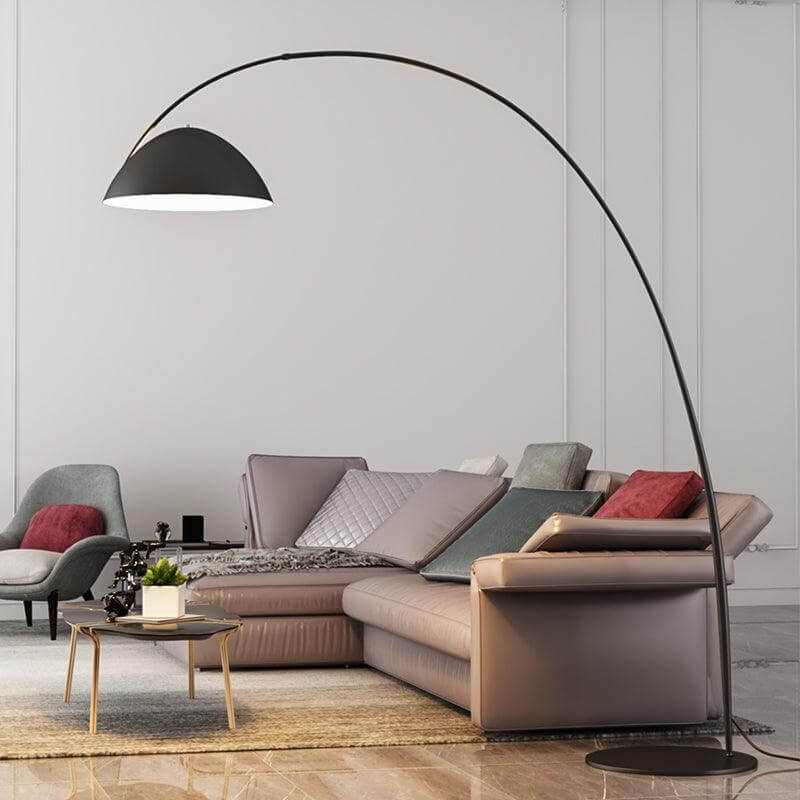 Justerbar bue gulvlampe i metal