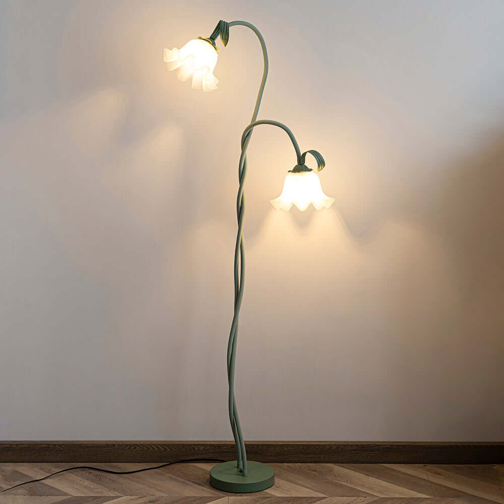 Elegant Blomster Gulvlampe i Mat Grøn