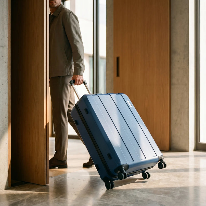 5-delt rejsekuffertsæt i hardcase med drejehjul, perfekt til organiseret bagage på alle eventyr.
