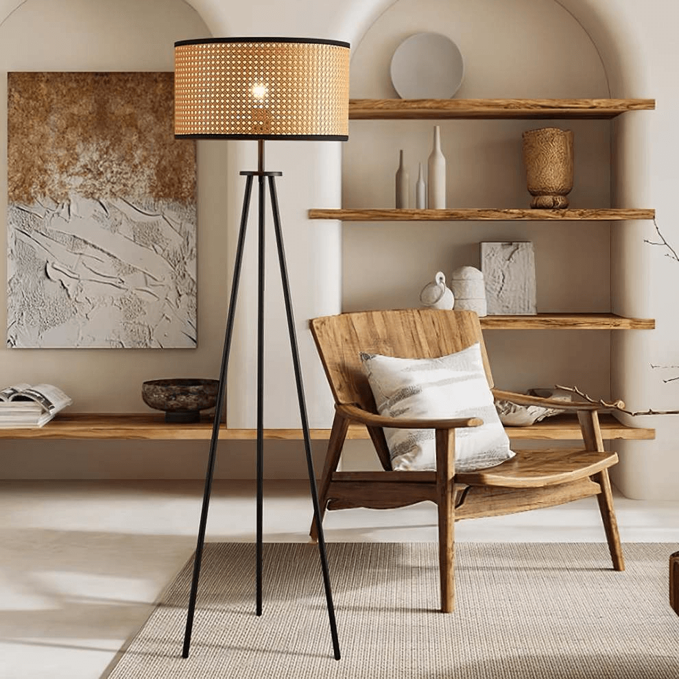 Trebenet Gulvlampe i Rattan