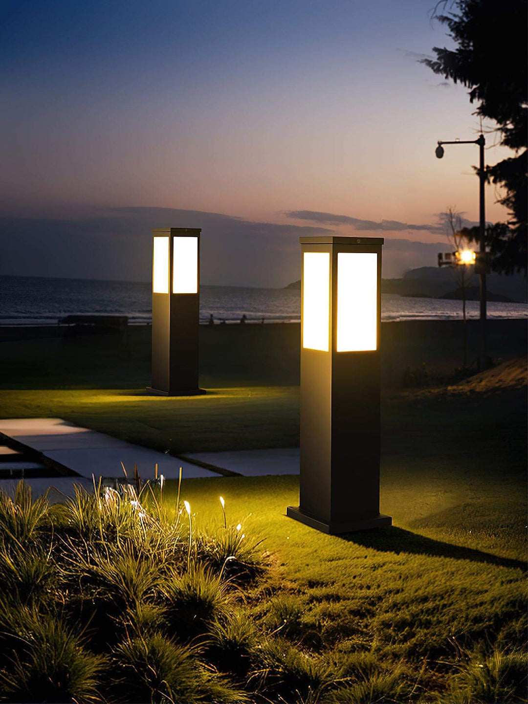Moderne Udendørs Pullertlampe i Aluminium