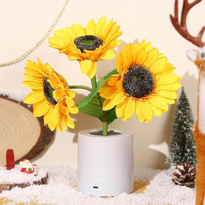 LED Solsikke Lampe - Batteridrevet Bordlampe