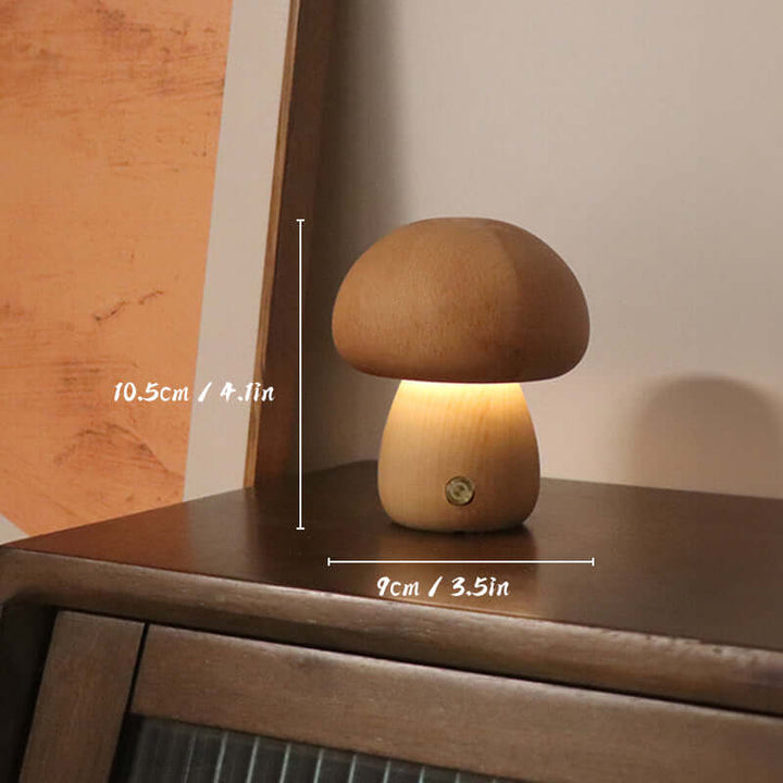 Genopladelig Træ-Svampe Bordlampe