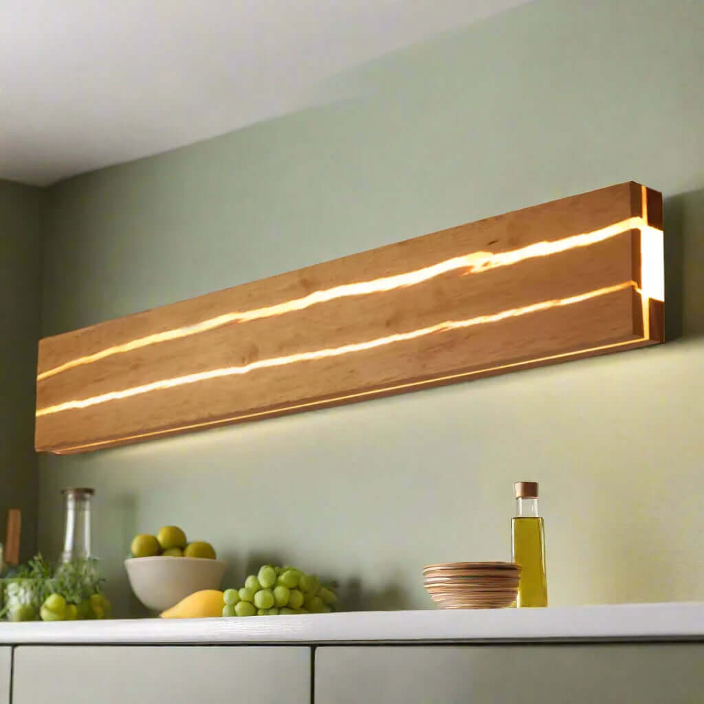 Rustik Trævæglampe med Revnet Design - 30/50cm