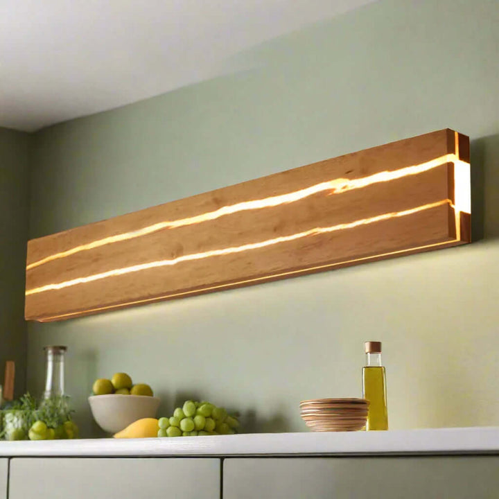 Rustik Trævæglampe med Revnet Design - 30/50cm
