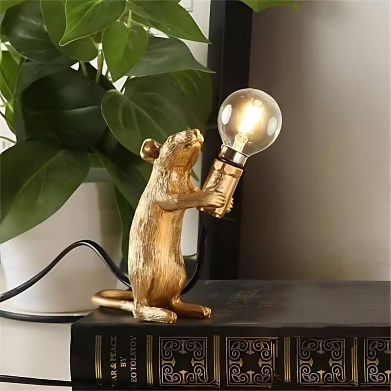 Mus Harpiks Bordlampe med LED-pære