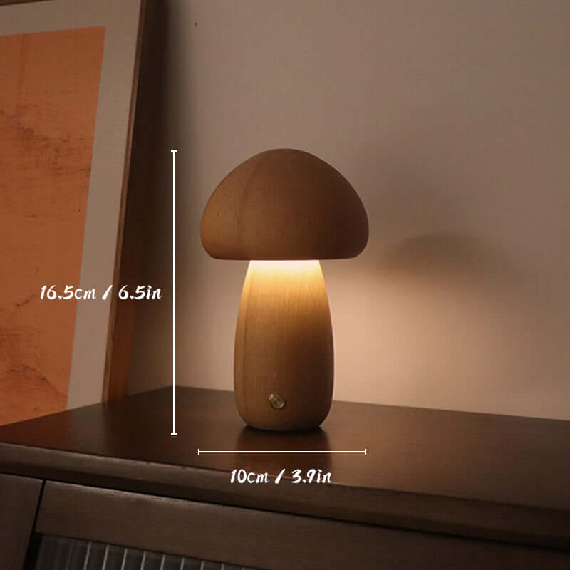Genopladelig Træ-Svampe Bordlampe