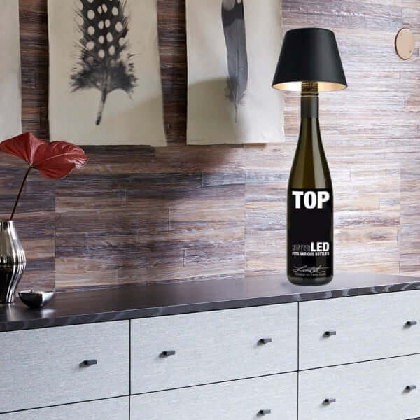 Genopladelig LED Vinflaskelampe