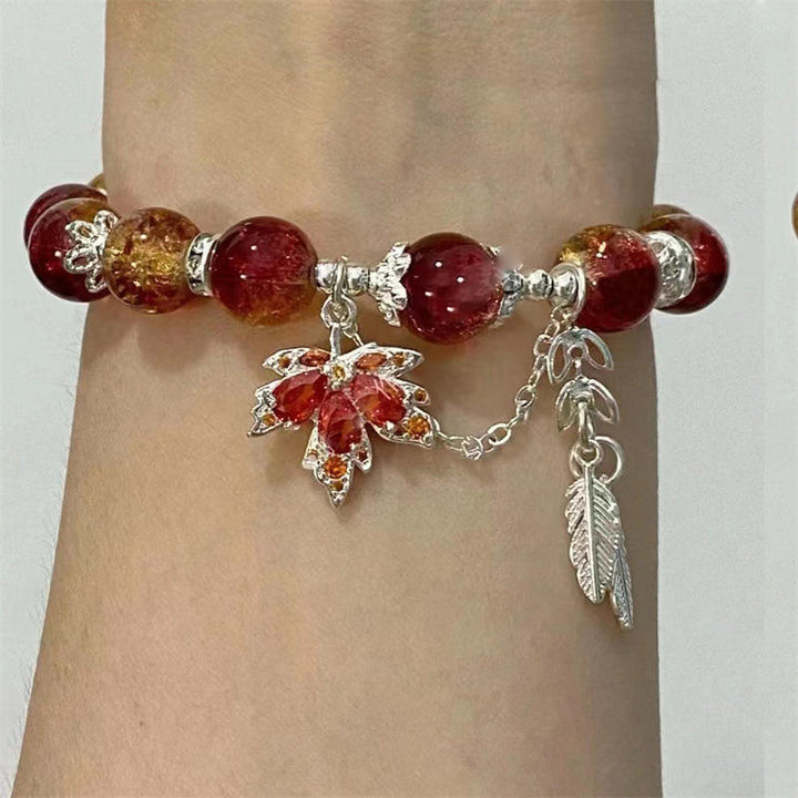 Dame Rødt Perlearmbånd med Charms – Unikt Boheme Smykke