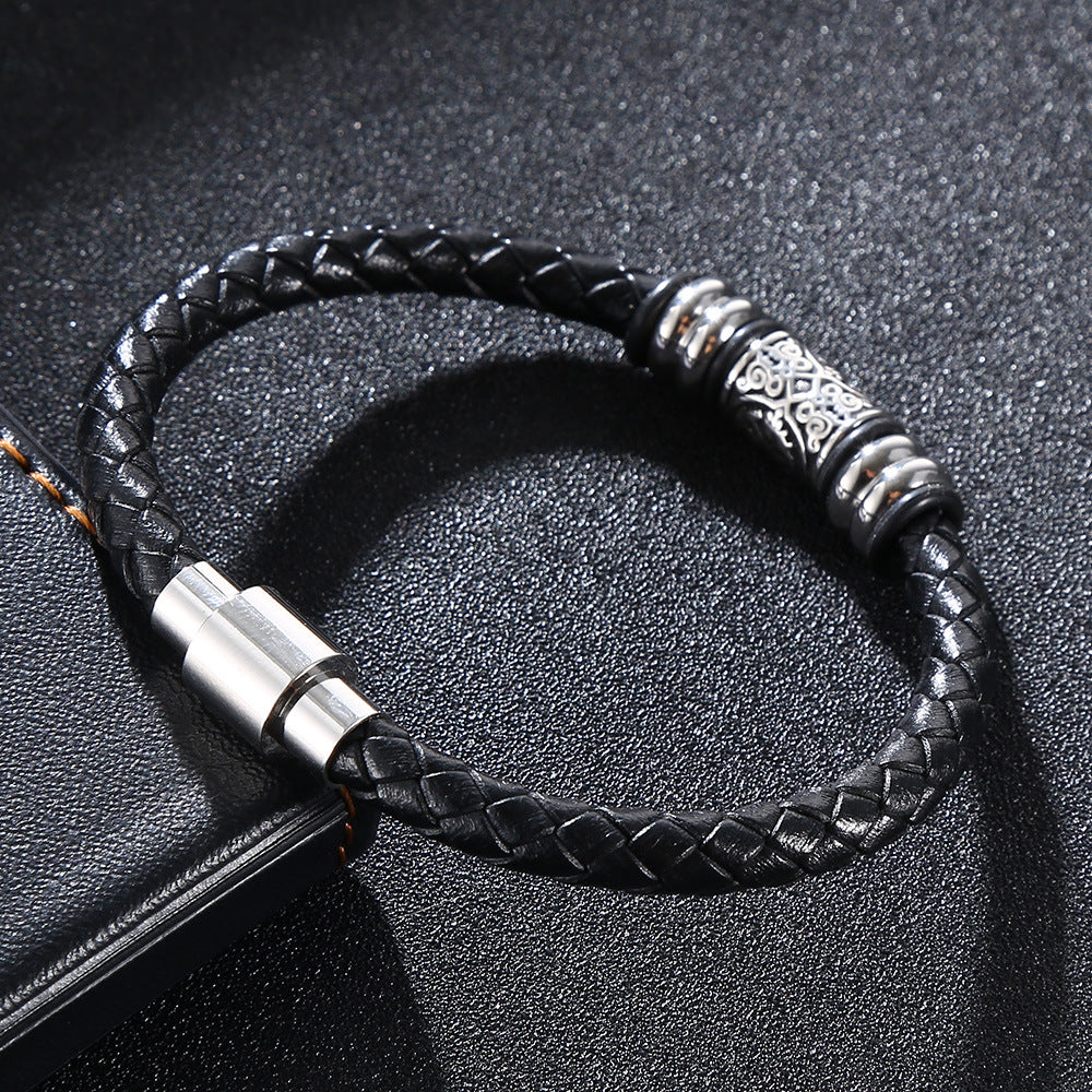 Maskulint Armbånd med Stål Detaljer – Stilfuld Elegance til Mænd