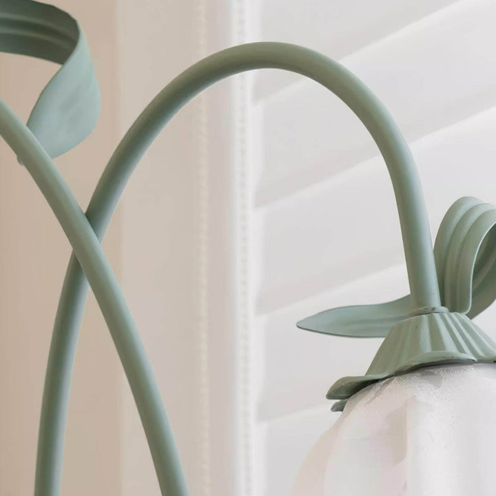Elegant Blomster Gulvlampe i Mat Grøn