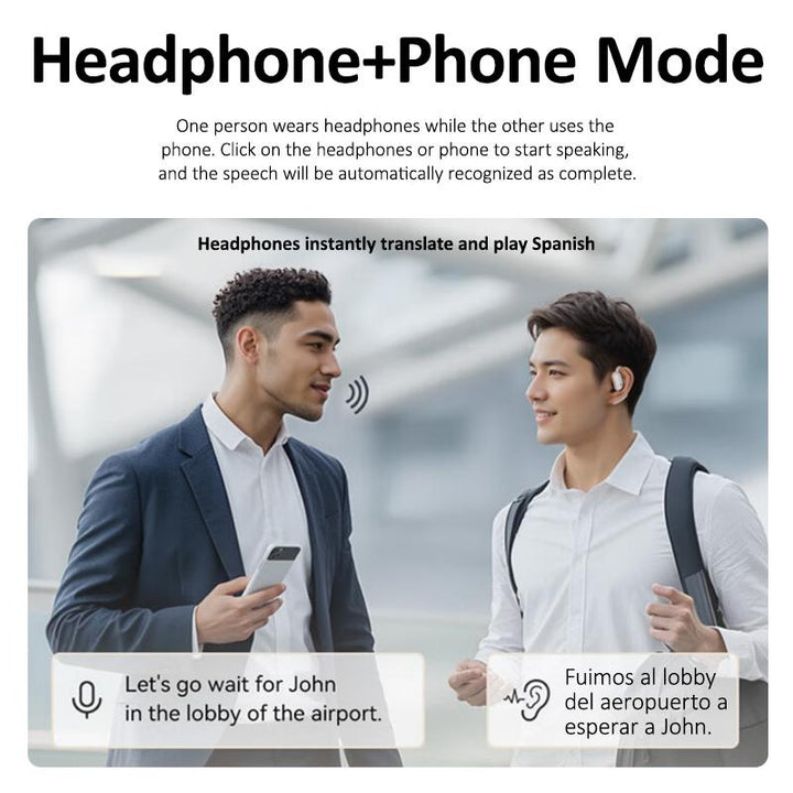 AI oversætter høretelefoner: Trådløse in-ear gadgets for realtids sprogkommunikation og rejse.