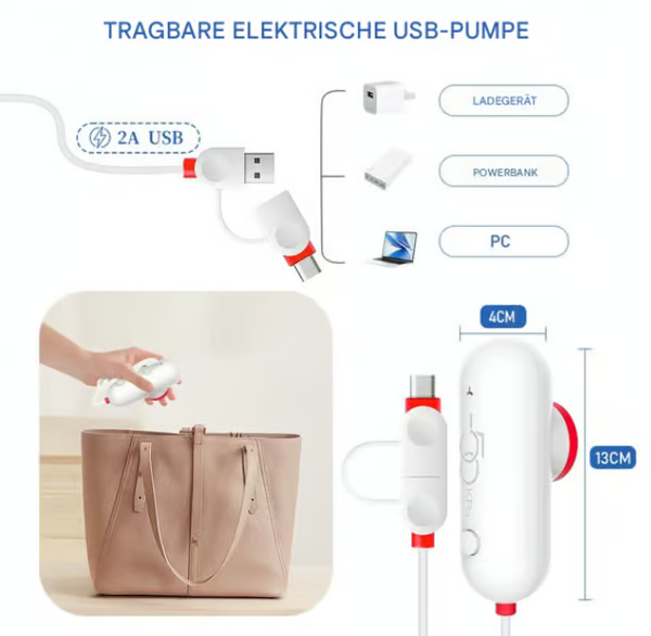 Ergonomisk AirSqueeze Pro vakuumpumpe, nem at håndtere. Perfekt til ferie og rejsepakning.