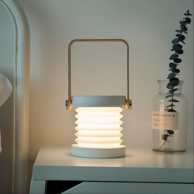 Dekorativ LED-lampe med dæmpbar funktion, bærbar design og nem USB-opladning for stemningsfuld belysning.