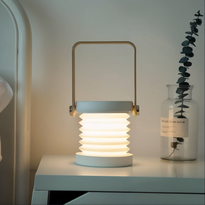 Dekorativ LED-lampe med dæmpbar funktion, bærbar design og nem USB-opladning for stemningsfuld belysning.