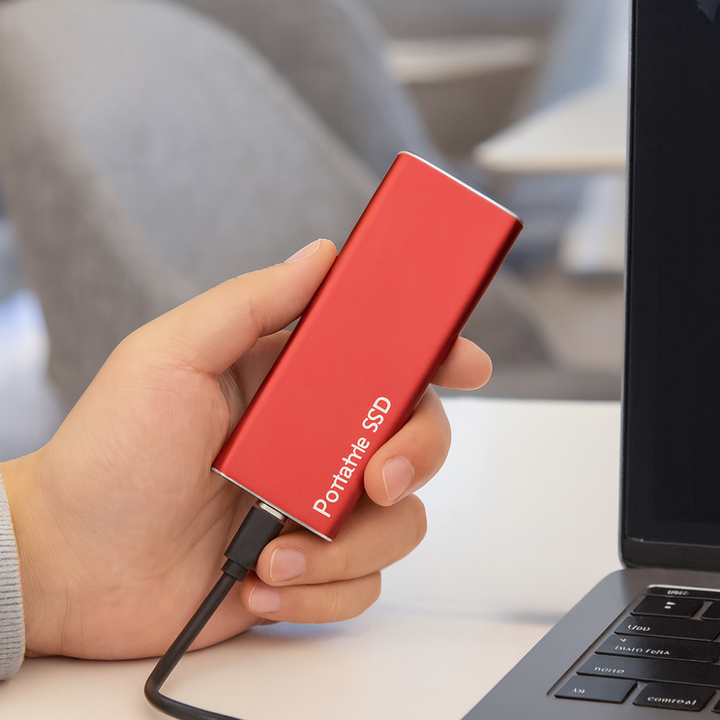USB-C kompatibel ekstern SSD harddisk. Aluminium for robusthed, lynhurtig bærbar lager.
