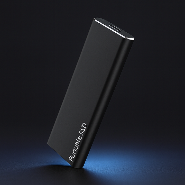Bærbar aluminium SSD, kompatibel med Mac, Windows & Android. Hurtig dataoverførsel via USB-C.