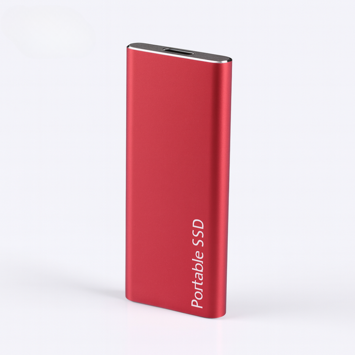 Bærbar SSD harddisk med solid state teknologi. Aluminiumskabinet for sikker og hurtig dataopbevaring.