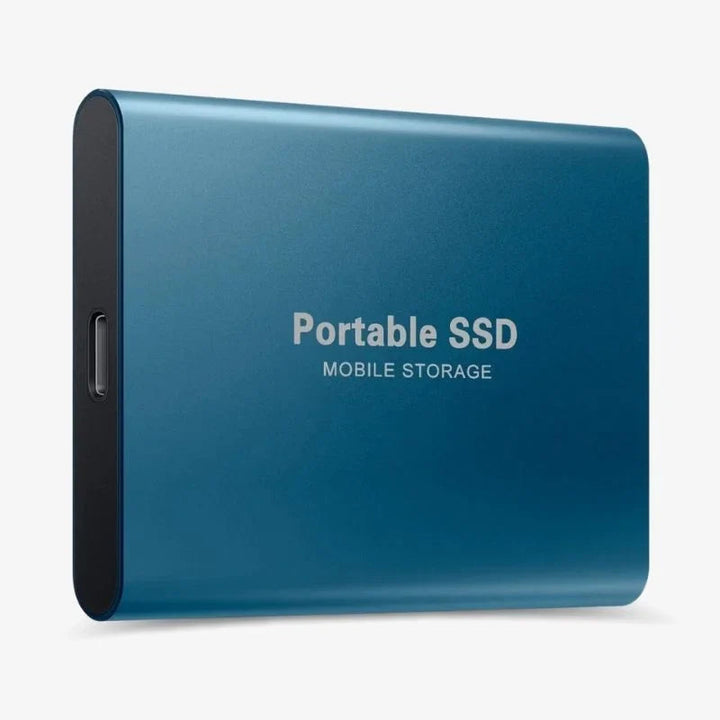Bærbar ekstern SSD i aluminium til højhastighedsdataoverførsel og robust digital backup.