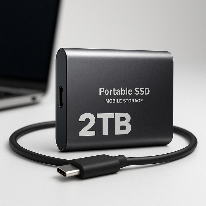 Bærbar SSD harddisk for lynhurtig datalagring. Perfekt til PC, laptop & hurtig filoverførsel.