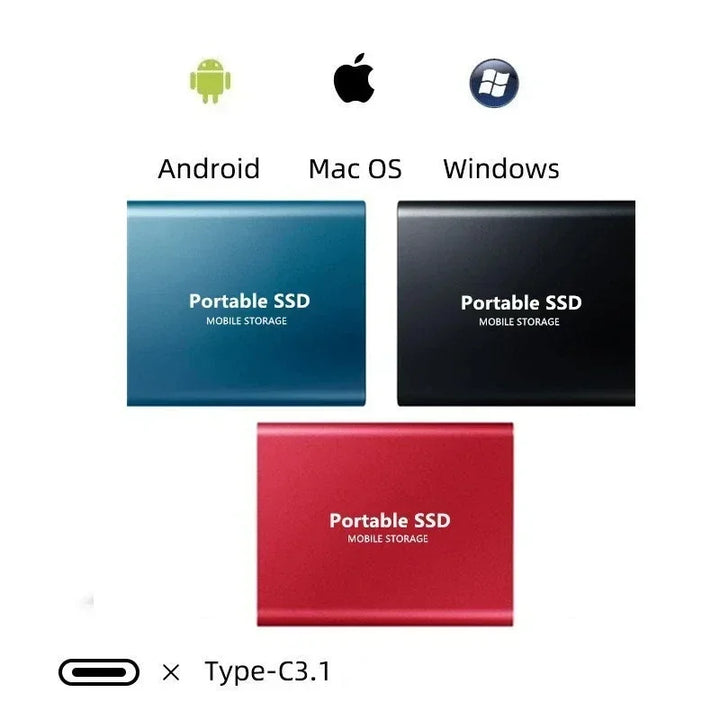 Hurtig ekstern SSD til nem og lynhurtig datalagring, filoverførsel og backup for PC/laptop.