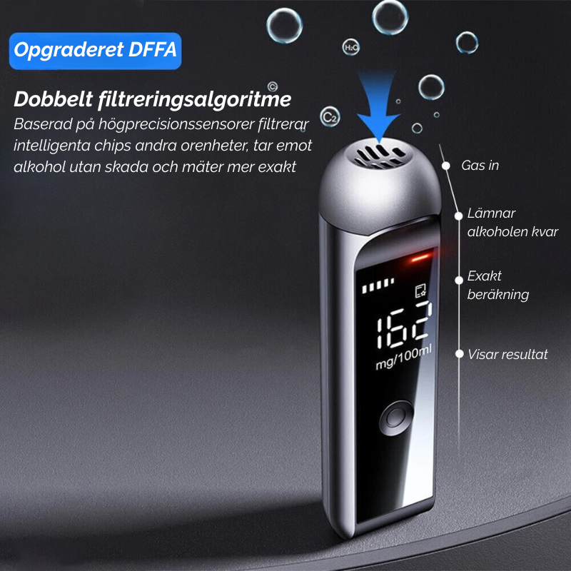 Digital promilletester sikrer trafiksikkerhed. Mål alkoholniveau nemt før kørsel.