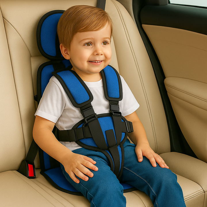 Bærbart rejsesæde til børn, kompakt autostol, der sikrer børns sikkerhed under rejsen.