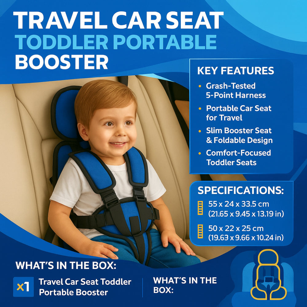 Sikker autostol til børn i kompakt design, perfekt til rejser og nem at transportere.