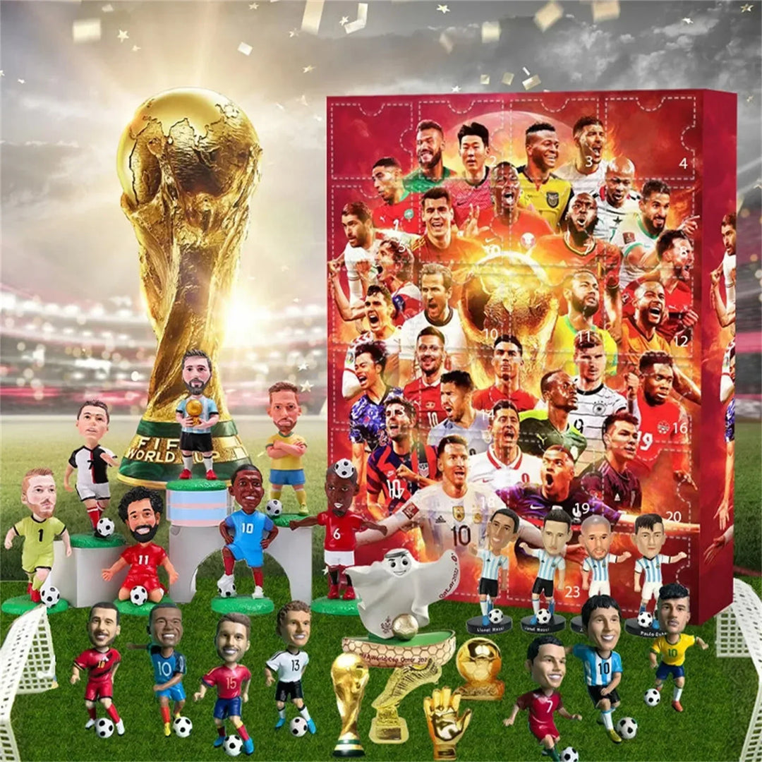 Fodbold julekalender til børn med 24 små figurer. Perfekt til at skabe julestemning for de små.