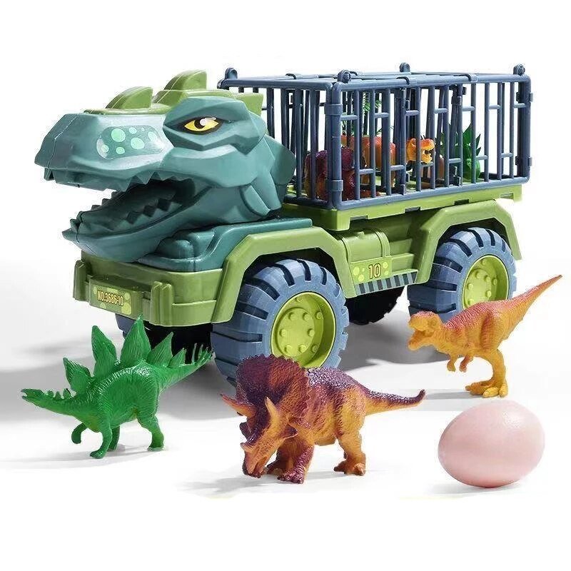 Børns dinosaur eventyrsæt med detaljeret udforskningskøretøj og realistiske dinosaurfigurer til fantasifuld leg.