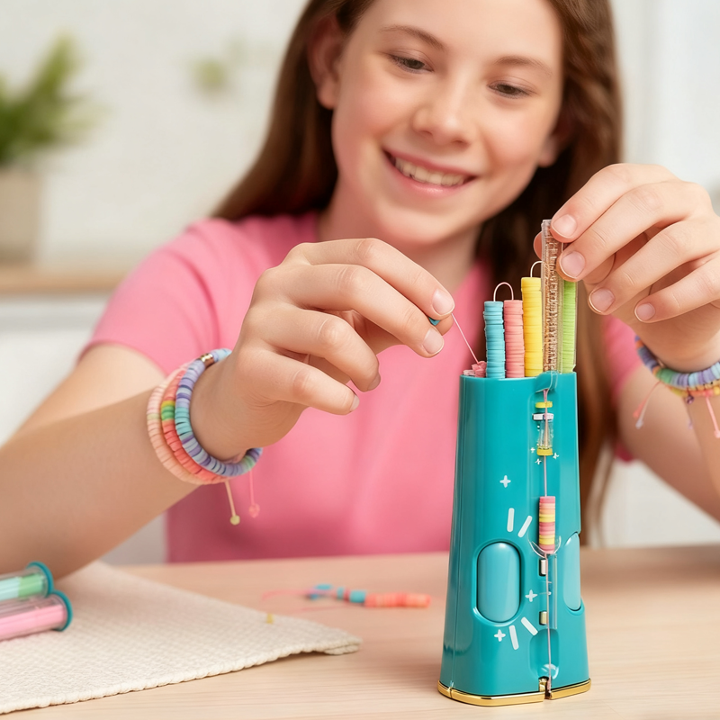 Glitrende og magiske perler i regnbuens farver fra Perlesættet, der inspirerer til kreativitet.