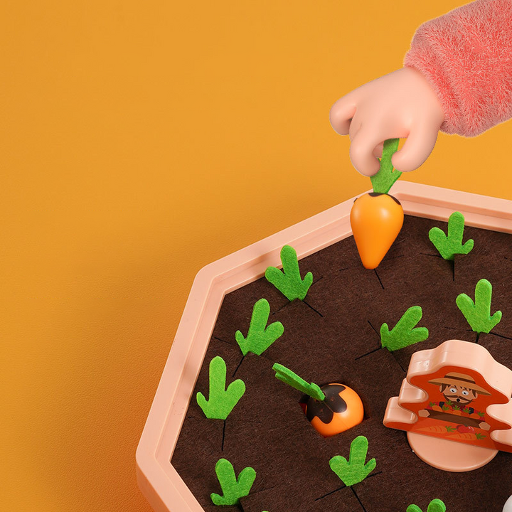 Farverige magnetiske gulerødder fra PlayPatch spillet. Pædagogisk legetøj til finmotorik og formlæring.