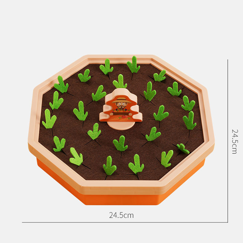 PlayPatch magnetisk gulerodsspil på et bord. Stimulerer børns fokus, logisk tænkning og finmotorik legende.