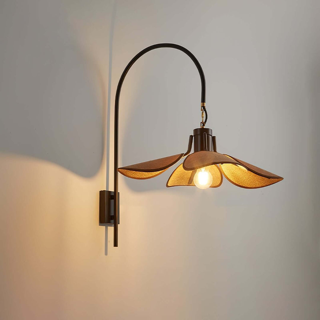 Elegant Blomster Væglampe 52cm - Metal & Hør